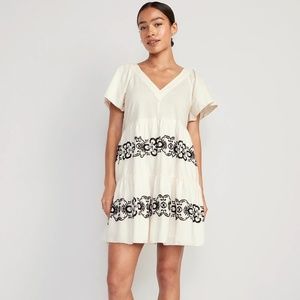 Old Navy Embroidered Flutter-Sleeve Mini Swing Dress - Size XS